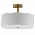 Safavieh 16 in. dia. Clara 3 Light Chrome Semi Flush Drum Light, Gold LIT4192B